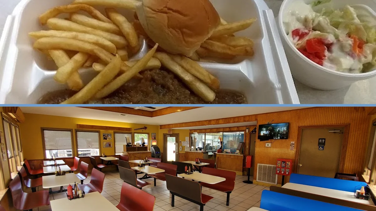 Classic diner exterior with roadside parking